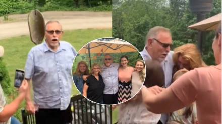 Daughters gave surprise in a special way on fathers retirement day