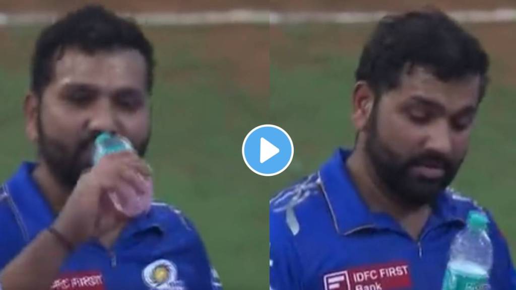 Rohit sharma forgets to open cap of bottle video goes viral