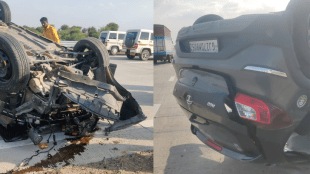speeding car overturned tire burst samruddhi highway buldhana
