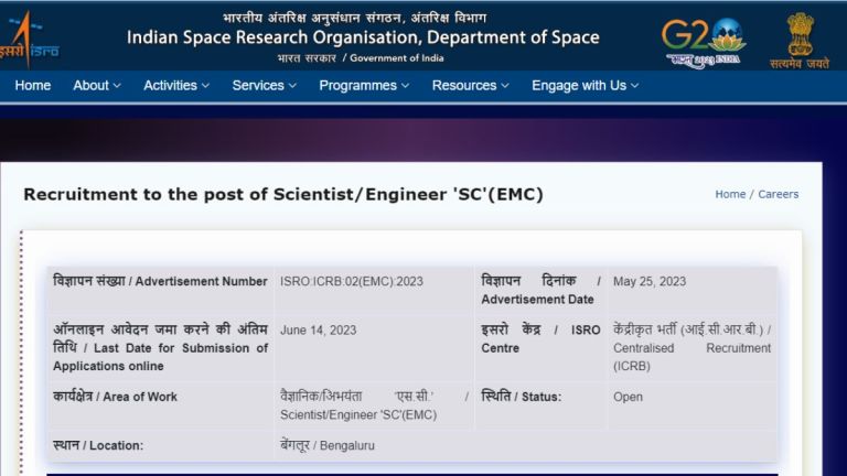 ISRO Recruitment 2023 Online Applications Open for 303 Scientist/Engineer