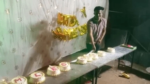 youth cuts 11 cakes sword birthday bhandara