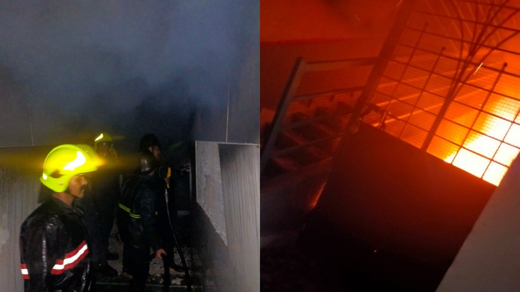 Fire in building at Kalwa