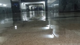 Ghansoli railway station in water