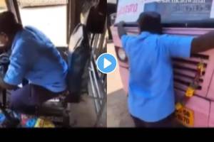 Tamil nadu State Transport Driver Gets Emotional On Retirement Day; Kisses Steering Wheel, Hugs Bus He Drove For Decades