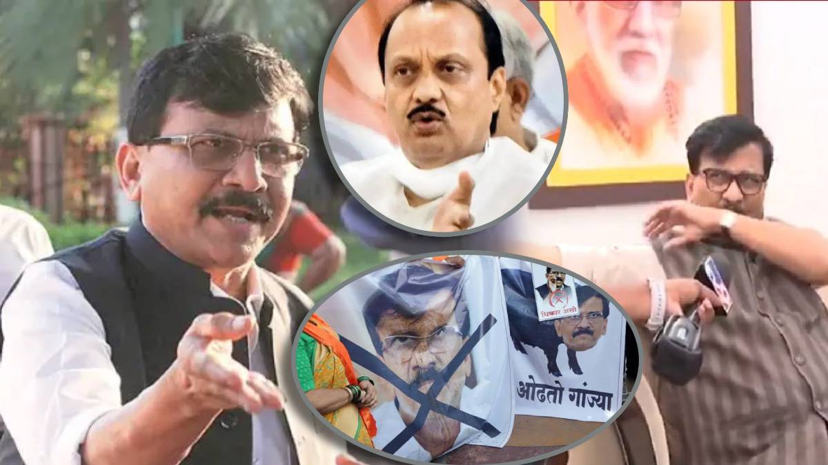 Shivsena Workers Spits On Sanjay Raut Face Banner Morph Picture With Donkey Shinde Group Ladies Beats With Shoes Photos Viral