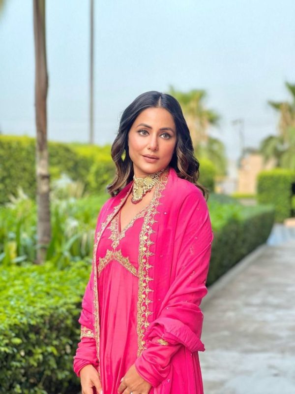 Hina Khan Pink Anarkali Dress