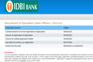 IDBI recruitment 2023Apply for 136 SCO posts at idbibank in