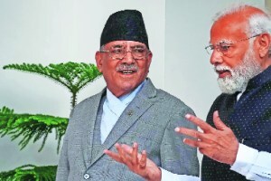 Pushpa Kamal Dahal and Narendra Modi