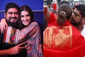 om raut kriti sanon viral kissing video