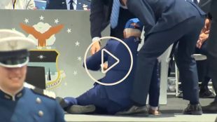 US president joe biden video viral as he tripped and fell at US Air Force Academy graduation ceremony