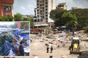 municipal corporation cleared slum koparkhairane railway station navi mumbai