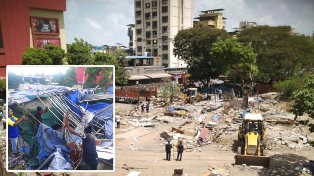 municipal corporation cleared slum koparkhairane railway station navi mumbai