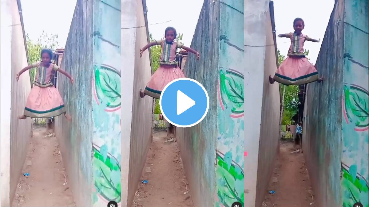 girl climbed on wall like spider man