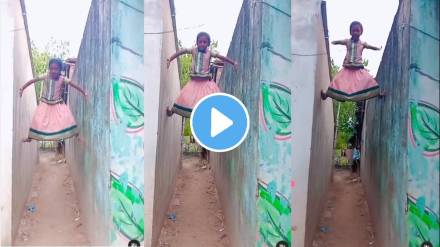 girl climbed on wall like spider man