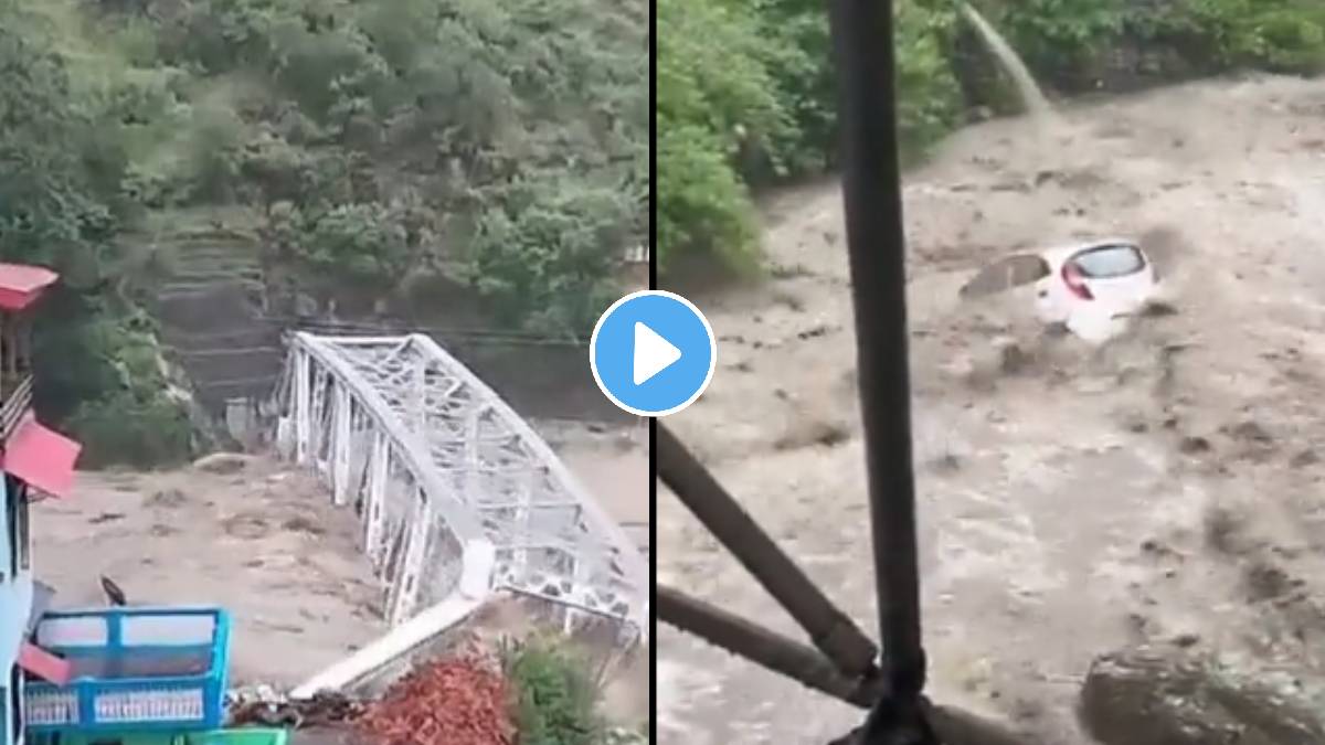 Uttarakhand floods: Mandi , Himachal Pradesh 50 Years Old Bridge in Aut lost heavy rains strike manali himachal pradesh viral video