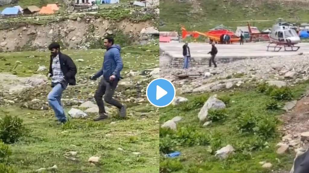 man taking selfie near helicopter taking off beaten by police in kedarnath funny video viral on social media