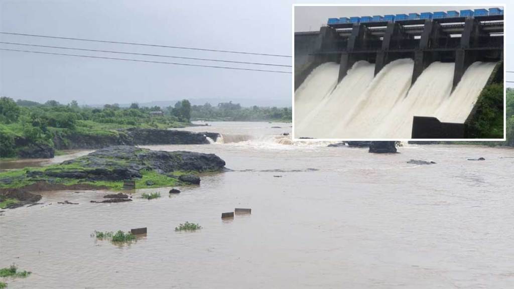 five gates of dhamani dam opened after heavy rain in palghar