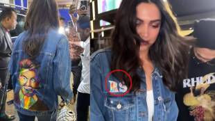 deepika padukone customised denim jacket featuring hubby ranveer singh