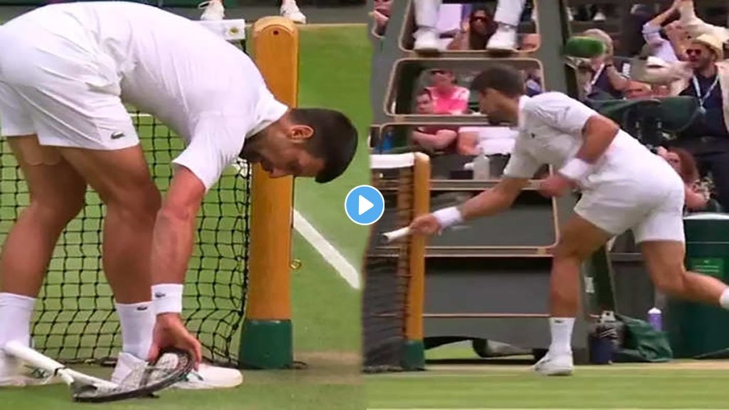 Wimbledon 2023: Novak Djokovic Gets Angry During Match Breaks Racket in Fury Watch Video