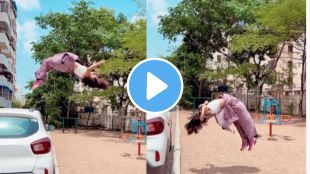 a young girl wearing saree jump back flip on a car video goes viral instagram