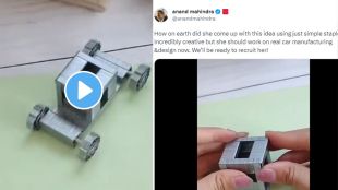 businessman anand mahindra tweets a video of a woman made a car just using stapler pins jugad video goes viral