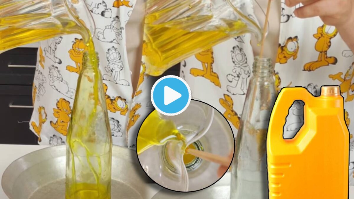 Video One Small Stick Jugaad To Pour Oil in Narrow Bottle or Oil Can Without Wasting Single Drop Masterchef kunal Kapoor Tips
