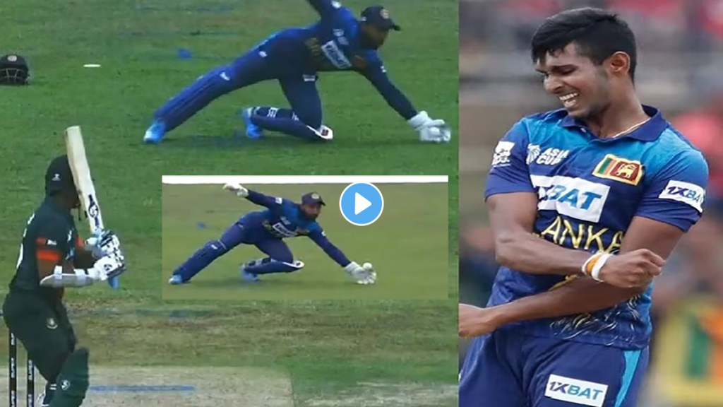 Kusal Mendis plucks an excellent catch to dismiss Bangladesh Captain Shakib Al Hasan in Asia Cup 2023