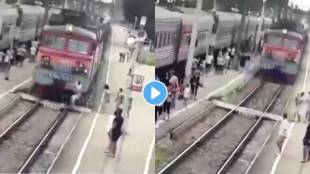 father son crossing railway track train accident viral video trending today shocking video viral on social media
