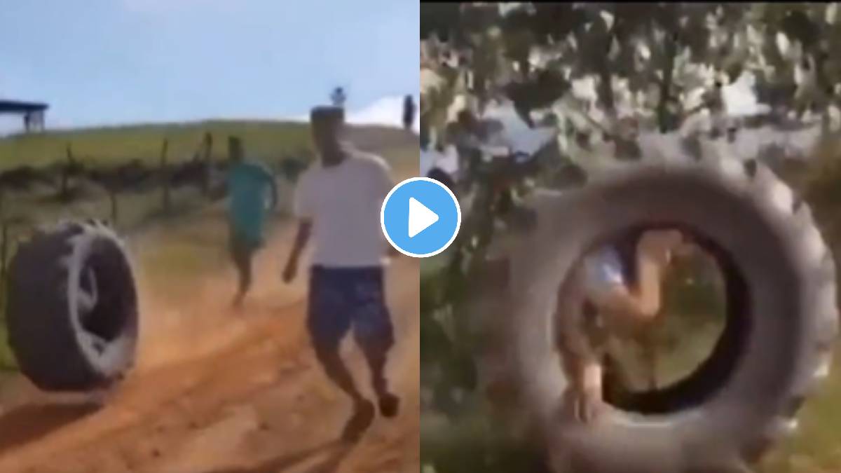 Shocking accident happens as friends put a man in truck tyre video goes viral on social media