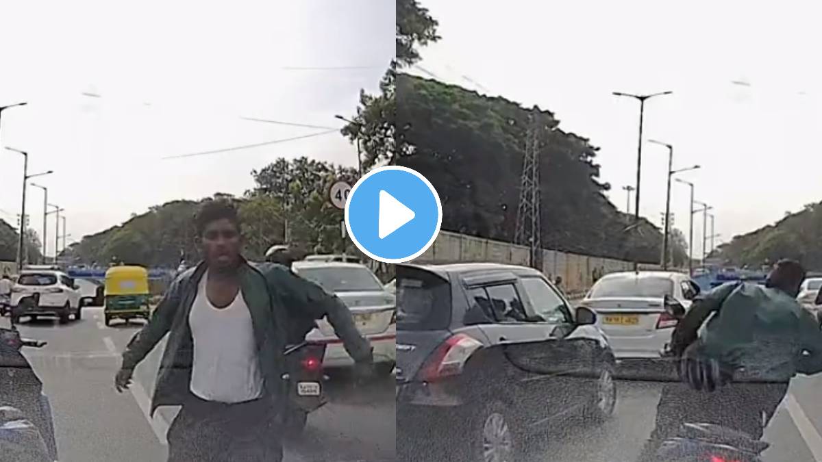 Isro scientist in bengaluru faces misbehaves scooty rider He kick car two times video goes viral chandrayan 3