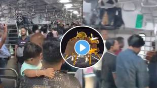A video clip from Mumbai local during Chandrayan 3 moon landing. Mumbai, as commuters witnessed the historical moment of Chandrayaan Moon landing Amazing scenes across india. mumbaikar video viral on social media