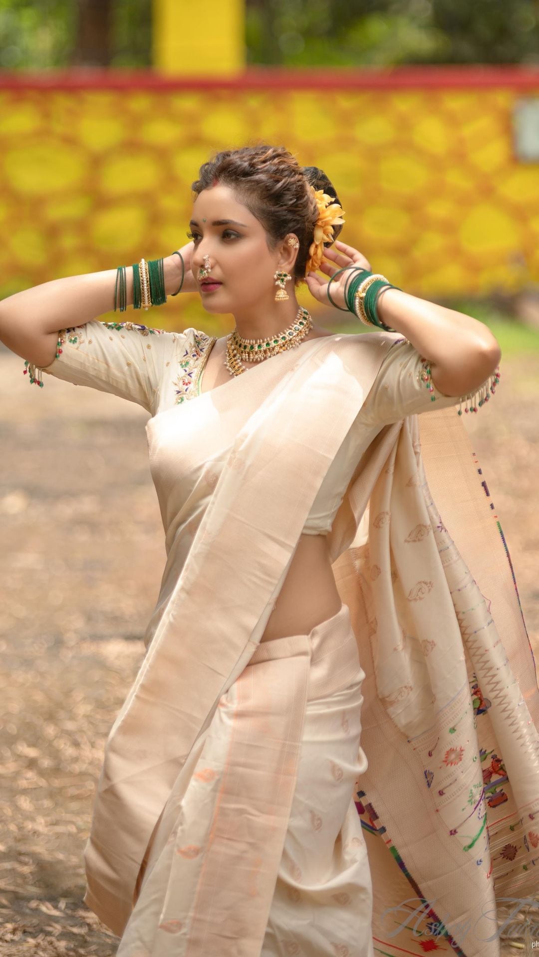 Rupali Bhosle White Paithani Saree Look