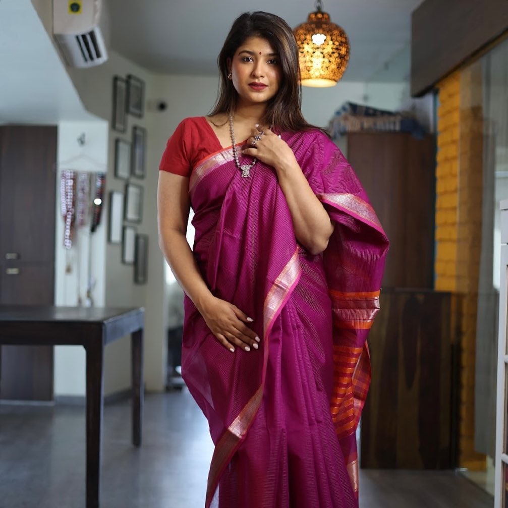 Sana Kedar Shinde Pink Saree Look