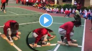 girl walk on wood blocks amazing race game to increase children concentration video viral