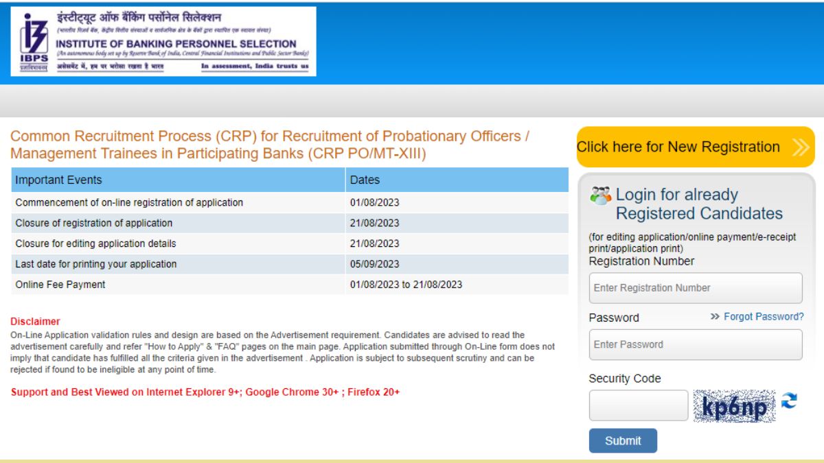 IBPB Recruitment 2023 Registration for IBPS SO 2023 and IBPS PO 2023