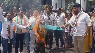 Ajit Pawar group burnt statue Awhad