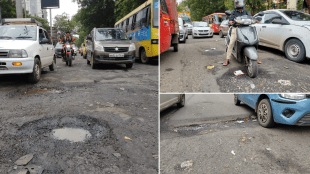 half-foot pothole khandeshwar colony causing vehicles hit pit