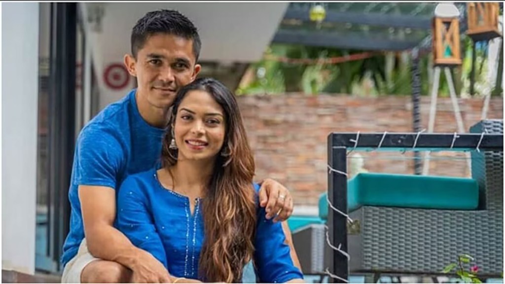 Good news for Indian football team captain Sunil Chhetri's arrival at home little guest wife Sonam gave birth to a baby boy