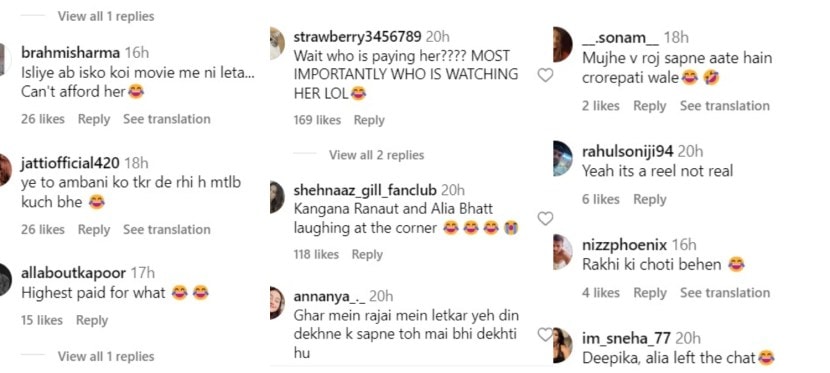 urvashi troll comments