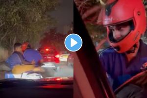 कार ट्रॅफिकमध्ये अडकली असतानाच लागली भूक, ऑर्डर केला पिझ्झा, थेट कारमध्ये पिझ्झा डिलिव्हरी केल्याचा VIDEO व्हायरल Traffic Jam Bengaluru viral video