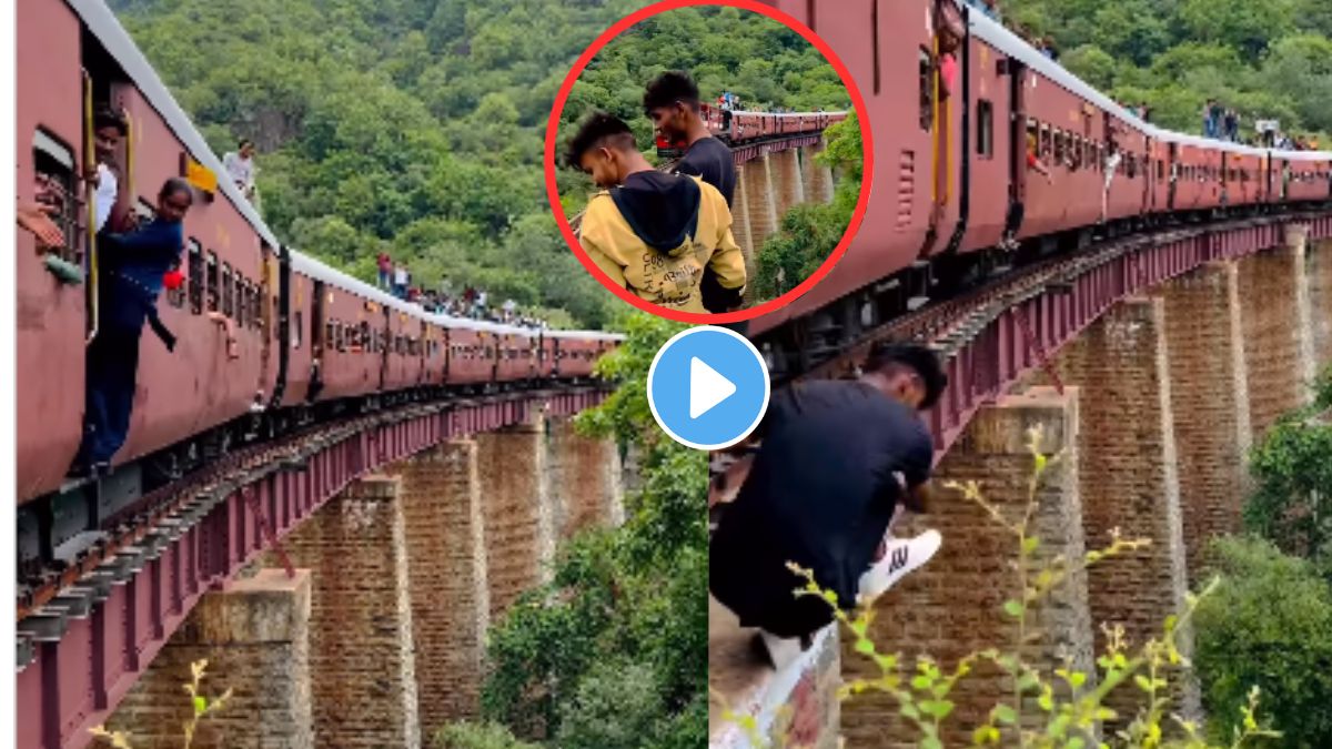 Young people went to take pictures on the bridge