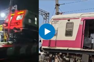 Mathura Train Accident : मथुरा रेल्वे स्टेशनवर झाला अपघात! रुळावरून थेट प्लॅटफॉर्मवर चढली ट्रेन, पाहा व्हिडीओ Mathura EMU Train Accident News in Marathi