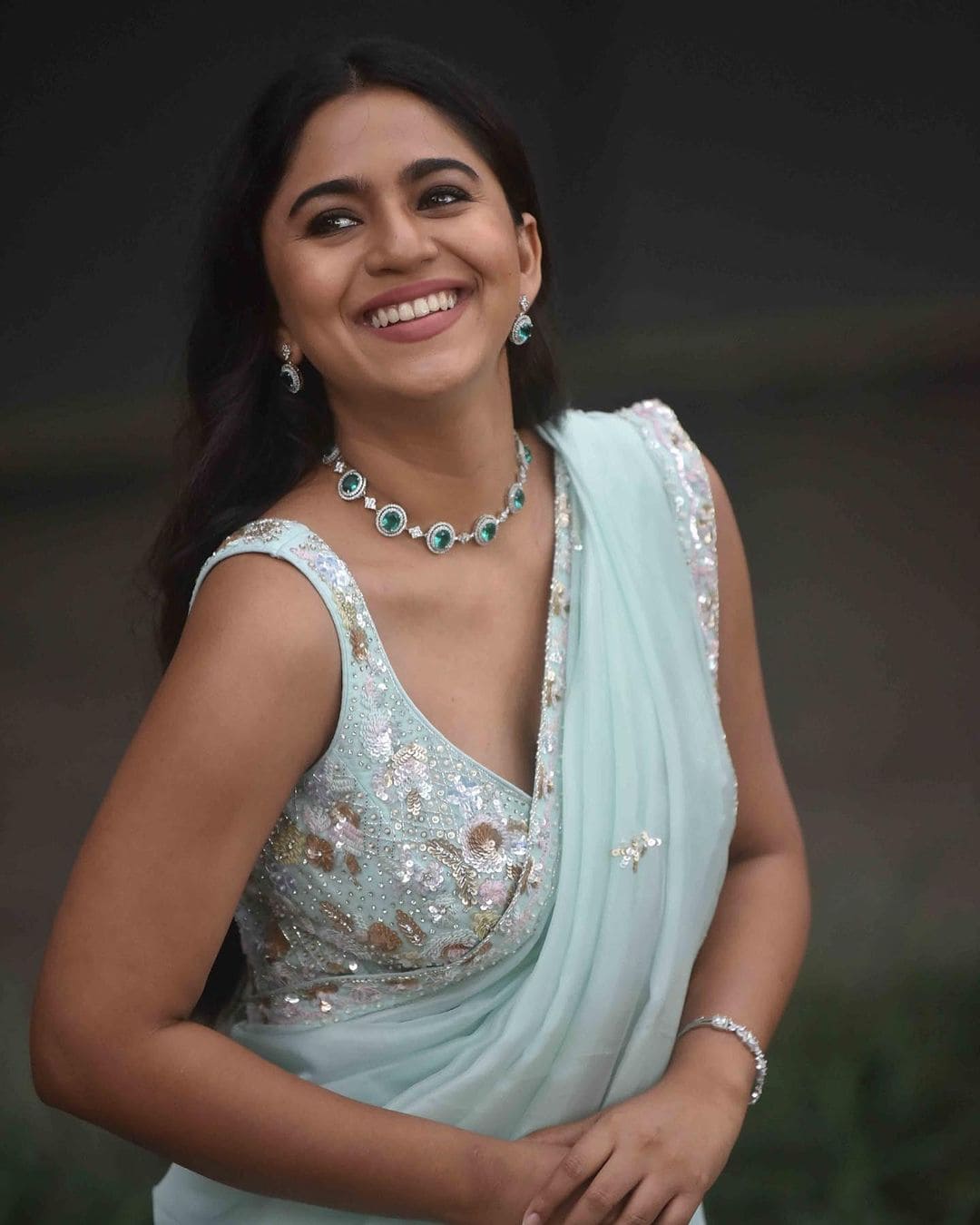 Mrunmayee Deshpande Rao Blue Saree