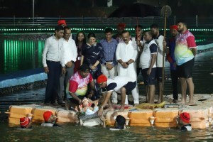 Navi Mumbai Municipal Commissioner Rajesh Narvekar went to the reservoir for ganesh immersion