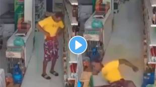 Man fell in store while theft whisky bottle funny video viral on social media trending