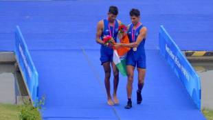 Arjun Lal Jat and Arvind Singh, India silver in men's lightweight double scull