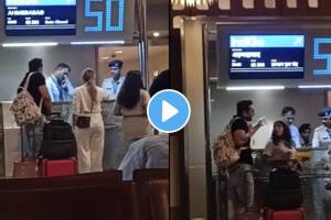 VIDEO: मुंबई विमानतळावर जोडप्याचा राडा; इंडिगो एअरलाइन्सच्या कर्मचाऱ्यांना केली शिवीगाळ Couple Fights, Yells At IndiGo Airline Staff At Mumbai Airport After Being Late For Boarding viral video