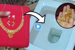 Jugaad: घराबाहेर जाताना टॉयलेटमध्ये ठेवा दागिने; काय आहे फायदा VIDEO एकदा पाहाच kitchen tips in marathi how to keep jewellery safe in toilet home jugaad video trending