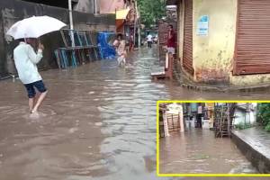 चंद्रपुरात मुसळधार, अनेक भागांत पाणी शिरले; साचलेल्या पाण्यामुळे रस्त्यांना जलतरण तलावाचे स्वरूप Heavy rain Chandrapur