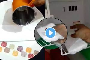 Kitchen Jugaad Video: सॅनिटरी पॅड फ्रिजमध्ये ठेवा आणि असा वापरा; महिलाच नव्हे तर पुरुषांसाठीही मोठा फायदा kitchen tips in marathi keep sanitary pad in fridge use as cold pack kitchen jugaad video